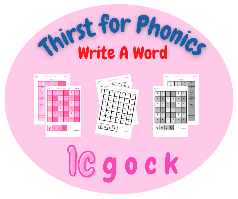 Thirst for Phonics – Write A Word – Set 1, 1c