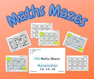 Maths Mazes - Multiplication -x3, x4, x8