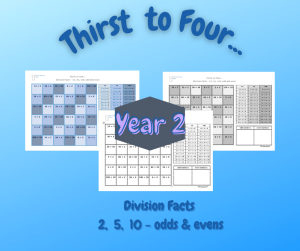 Thirst to four... Division Facts - 2, 5, 10, odds & evens