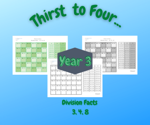 Thirst to four... Division Facts - 3, 4, 8